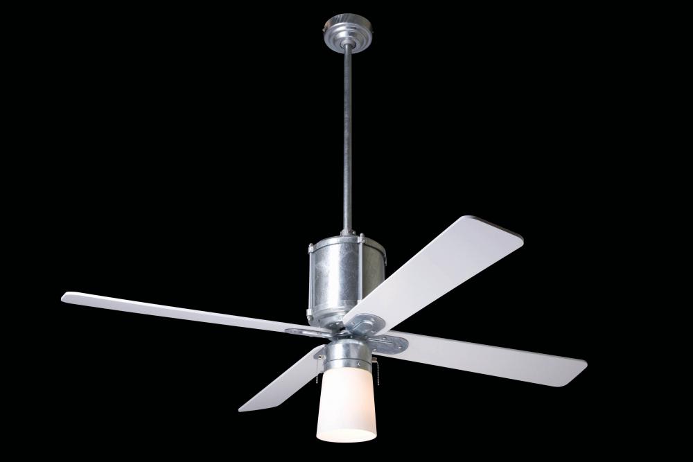 Industry Fan; Galvanized Finish; 52" Maple Blades; 26W GU24 Energy Saving CFL Open; Wall Control