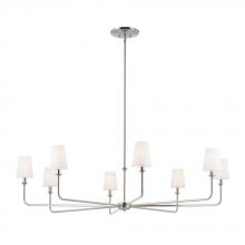  52521PN - Pallas 52" XL 8-Light Round Chandelier with White Linen Shade in Polished Nickel