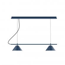 Montclair Light Works CHBX445-50-C21-L12 - 2-Light Linear Axis LED Chandelier with White SJT Cord, Navy