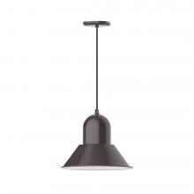 Montclair Light Works PEB124-51-C02-L13 - 14" Prima shade, LED Pendant with black solid fabric cord and canopy, Architectural Bronze