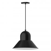 Montclair Light Works PEB125-41-C02-L13 - 16" Prima shade, LED Pendant with black solid fabric cord and canopy, Black