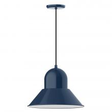 Montclair Light Works PEB125-50-C16-L13 - 16" Prima shade, LED Pendant with navy mini tweed fabric cord and canopy, Navy