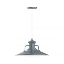 Montclair Light Works PEB143-40-C22-L13 - 18" Homestead shade, LED Pendant with white and gray dot fabric cord and canopy, Slate Gray