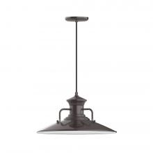 Montclair Light Works PEB143-51-C24-L13 - 18" Homestead shade, LED Pendant with cool tweed fabric cord and canopy, Architectural Bronze