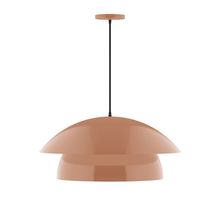 Montclair Light Works PEBX447-19-C24-L13 - 24" Nest LED Pendant, cool tweed fabric cord with canopy, Terracotta