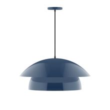 Montclair Light Works PEBX447-50-C22-L13 - 24" Nest LED Pendant, white and gray dot fabric cord with canopy, Navy