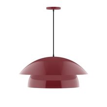 Montclair Light Works PEBX447-55-C22-L13 - 24" Nest LED Pendant, white and gray dot fabric cord with canopy, Barn Red