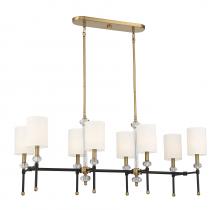  1-1889-8-143 - Tivoli 8-Light Linear Chandelier in Matte Black with Warm Brass Accents