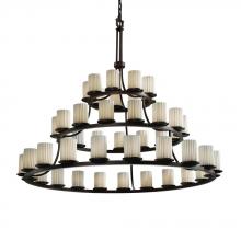 Justice Design Group POR-8714-10-WFAL-MBLK - Dakota 45-Light 3-Tier Ring Chandelier