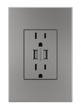  ARTRUSB153M4WP - adorne® Dual-USB Outlet with Magnesium Wall Plate, Magnesium