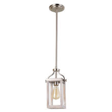  203104A - 1x60W Mini Pendant With Acacia Wood and Brushed Nickel Finish