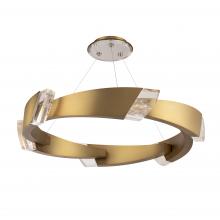  S4844-700OH - Embrace 44in LED 3000K/3500K/4000K 120V-277V Pendant in Aged Brass with Optic Haze Quartz