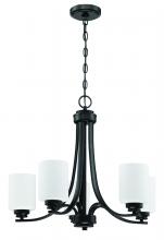  50525-FB-WG - Bolden 5 Light Chandelier in Flat Black (White Glass)