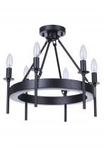  54356-FB - Larrson 6 Light Semi Flush in Flat Black