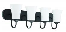  50404-FB-WG - Gwyneth 4 Light Vanity in Flat Black (White Glass)