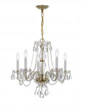  5085-PB-CL-I - Traditional Crystal 5 Light Clear Italian Crystal Polished Brass Chandelier