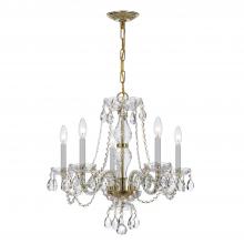  5085-PB-CL-SAQ - Traditional Crystal 5 Light Spectra Crystal Polished Brass Chandelier