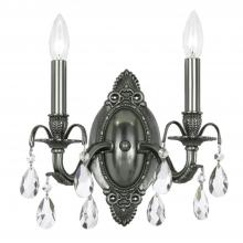  5562-PW-CL-SAQ - Dawson 2 Light Spectra Crystal Pewter Sconce