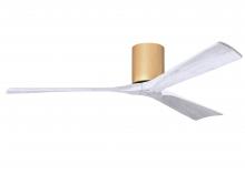  IR3H-LM-MWH-60 - Irene-3H three-blade flush mount paddle fan in Light Maple finish with 60” Matte White tone blad