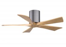  IR5H-BP-LM-42 - Irene-5H three-blade flush mount paddle fan in Brushed Pewter finish with 42” Light Maple tone b