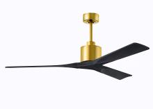  NK-BRBR-BK-60 - Nan 6-speed ceiling fan in Brushed Brass finish with 60” solid matte black wood blades