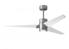  SJ-BN-MWH-60 - Super Janet three-blade ceiling fan in Brushed Nickel finish with 60” solid matte white wood bla