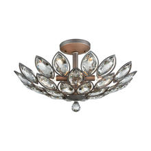  11151/6 - La Crescita 6-Light Semi Flush in Weathered Zinc with Clear Crystal