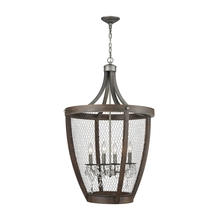  1140-034 - Renaissance Invention 4-Light Chandelier in Aged Wood and Wire - Long