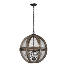  140-007 - Renaissance Invention 3-Light Chandelier in Aged Wood and Wire - Round