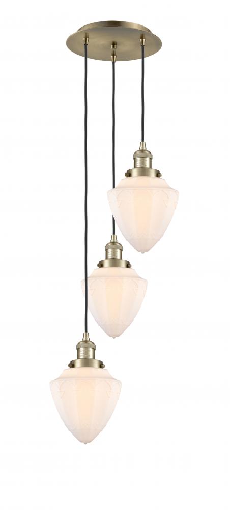 Bullet - 3 Light - 14 inch - Antique Brass - Cord hung - Multi Pendant