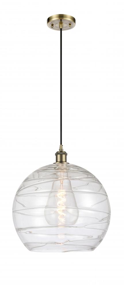 Athens Deco Swirl - 1 Light - 14 inch - Antique Brass - Cord hung - Pendant