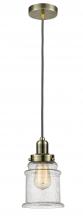  100AB-10GY-0H-AB-G184 - Whitney - 1 Light - 8 inch - Antique Brass - Cord hung - Mini Pendant