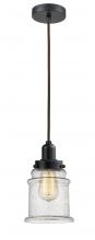  100BK-10BR-0H-BK-G184 - Whitney - 1 Light - 8 inch - Matte Black - Cord hung - Mini Pendant