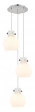  113-410-1PS-PN-G410-8WH - Newton Sphere - 3 Light - 16 inch - Polished Nickel - Cord hung - Multi Pendant