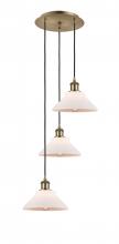  113B-3P-AB-G131 - Orwell - 3 Light - 15 inch - Antique Brass - Cord Hung - Multi Pendant