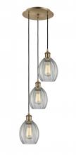  113B-3P-AB-G82 - Eaton - 3 Light - 12 inch - Antique Brass - Cord Hung - Multi Pendant