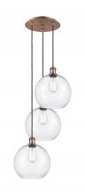  113B-3P-AC-G122-10 - Athens - 3 Light - 17 inch - Antique Copper - Cord Hung - Multi Pendant