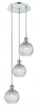  113B-3P-PC-G122C-6CL - Athens - 3 Light - 12 inch - Polished Chrome - Cord Hung - Multi Pendant