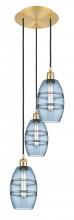  113B-3P-SG-G557-6BL - Vaz - 3 Light - 12 inch - Satin Gold - Cord hung - Multi Pendant