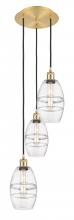  113B-3P-SG-G557-6CL - Vaz - 3 Light - 12 inch - Satin Gold - Cord hung - Multi Pendant