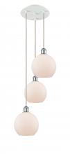  113B-3P-WPC-G121-8 - Athens - 3 Light - 15 inch - White Polished Chrome - Cord Hung - Multi Pendant