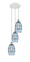  113B-3P-WPC-G557-6BL - Vaz - 3 Light - 12 inch - White Polished Chrome - Cord Hung - Multi Pendant