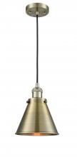  201C-AB-M13-AB - Appalachian - 1 Light - 8 inch - Antique Brass - Cord hung - Mini Pendant