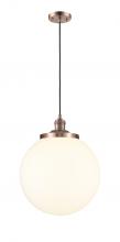  201C-AC-G201-14 - Beacon - 1 Light - 14 inch - Antique Copper - Cord hung - Mini Pendant