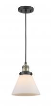  201C-BAB-G41 - Cone - 1 Light - 8 inch - Black Antique Brass - Cord hung - Mini Pendant