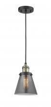  201C-BAB-G63 - Cone - 1 Light - 6 inch - Black Antique Brass - Cord hung - Mini Pendant