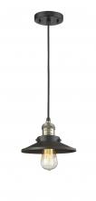  201C-BAB-M6 - Railroad - 1 Light - 8 inch - Black Antique Brass - Cord hung - Mini Pendant