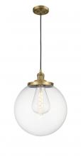  201C-BB-G202-14 - Beacon - 1 Light - 14 inch - Brushed Brass - Cord hung - Mini Pendant