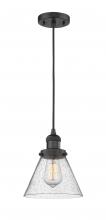  201C-BK-G44-LED - Cone - 1 Light - 8 inch - Matte Black - Cord hung - Mini Pendant