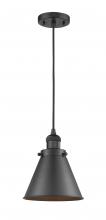  201C-BK-M13-BK - Appalachian - 1 Light - 8 inch - Matte Black - Cord hung - Mini Pendant